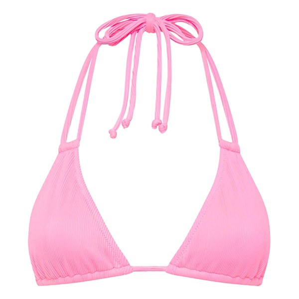 Women's Kulani Kinis Halter Bralette Swim Bikini Top Juniors Large Taffy Pink Ribbed