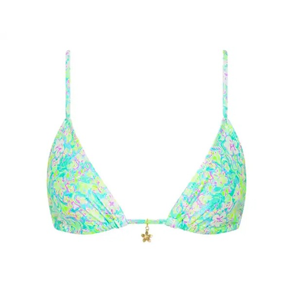 Women's Kulani Kinis Bralette Swim Bikini Top Juniors Large Hibiscus Fizz