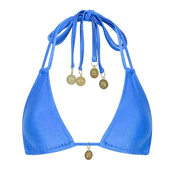 Women's Kulani Kinis Halter Bralette Swim Bikini Top Juniors Small Blue Bell Shimmer