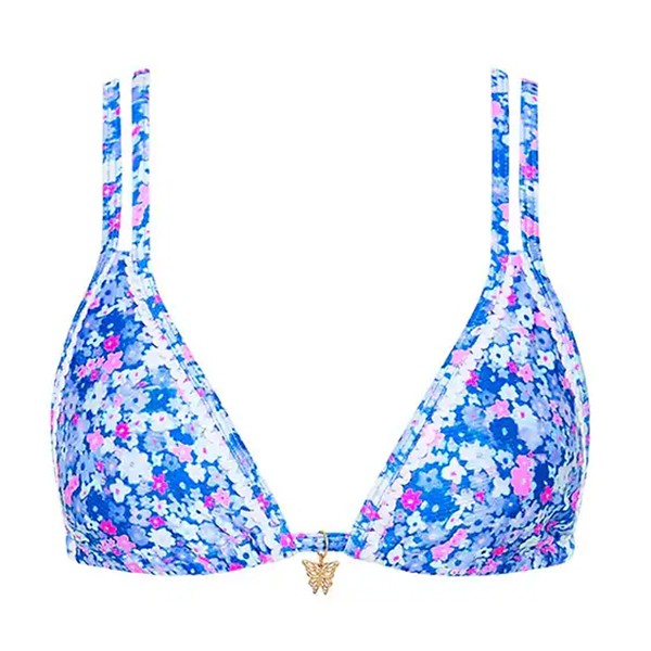 Women's Kulani Kinis Decorative Twin Strap Bralette Swim Bikini Top Juniors Large Purple Pearls