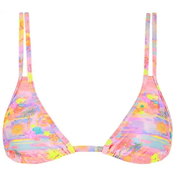 Women's Kulani Kinis Twin Strap Bralette Swim Bikini Top Juniors Medium Sunset