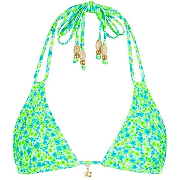 Women's Kulani Kinis Halter Bralette Swim Bikini Top Juniors Large Apple Blossom