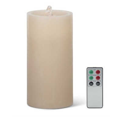 K&K Interiors 3.5 x 5.5 Inch White Wax Pinecone Indoor Pillar Luminara Candle