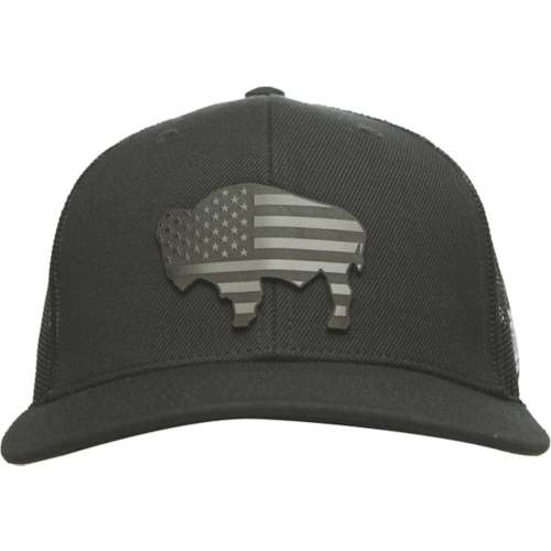 Branded Bills North Dakota Bison Midnight Curved Trucker Snapback Hat ...