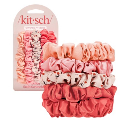 Kitsch Cherry Blossom Ruched Satin Scrunchies 5 Piece Set