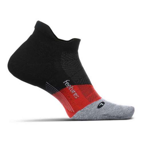 Adult Feetures Elite Max Cushion Tab No Show Black-glacier Running Socks