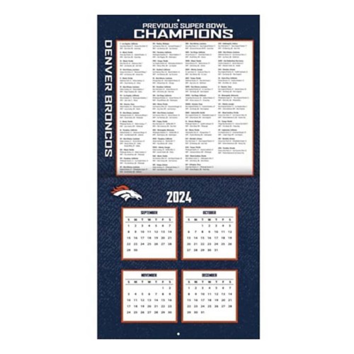 John F Turner and Co Denver Broncos 2025 12x12 Wall Calendar