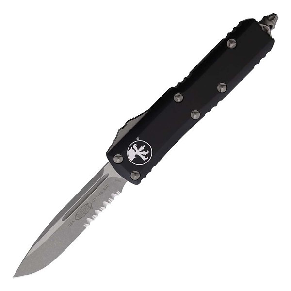 MICROTECH 231-11AP UTX-85 Apocalyptic Serrated Drop Point OTF Black Automatic Knife