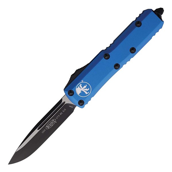 MICROTECH 231-1 UTX-85 Two Tone Drop Point OTF Blue Automatic Knife