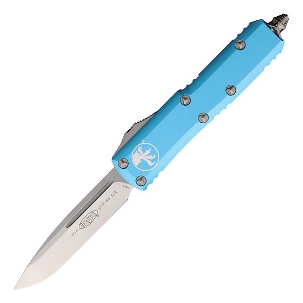 MICROTECH 231-4 UTX-85 Satin Drop Point OTF Turquoise Automatic Knife