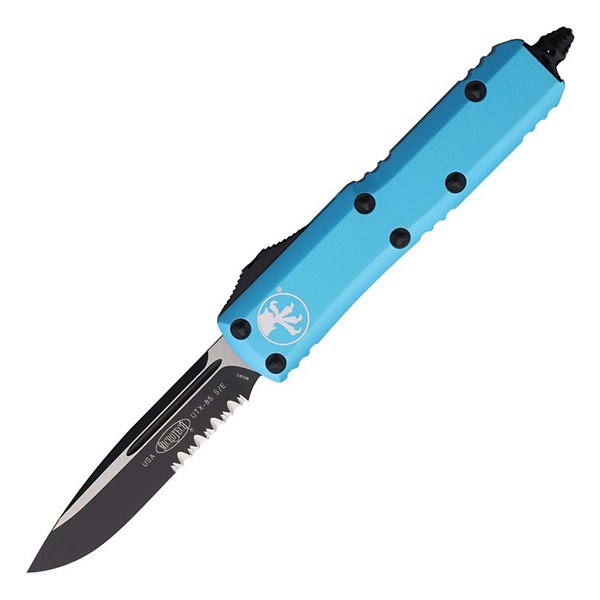 MICROTECH 231-1 UTX-85 Two Tone Serrated Drop Point OTF Turquoise Automatic Knife