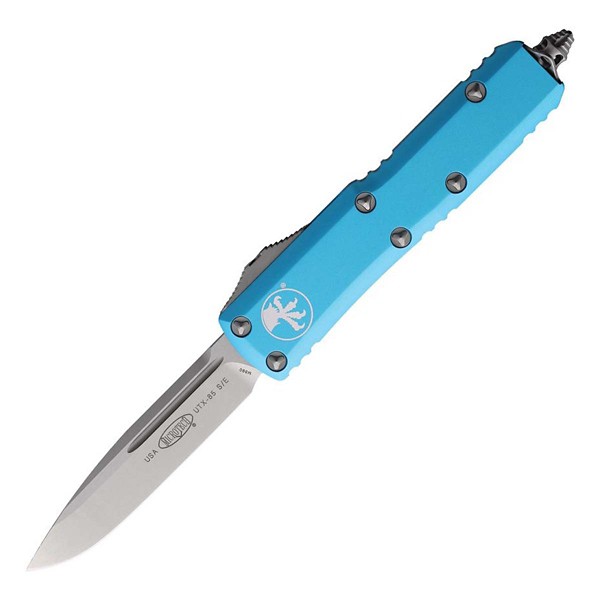 MICROTECH 231-10 UTX-85 Stonewashed Drop Point OTF Turquoise Automatic Knife