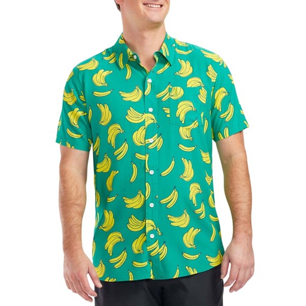Men's Tipsy Elves The Havana Banana Hawaiian Button Up Shirt 2XLarge Green