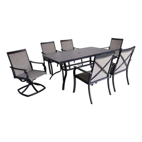 Living Accents Clark 7 Piece Black Steel Casual Dining Set
