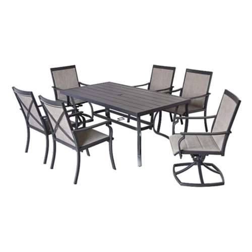 Living Accents Clark 7 Piece Black Steel Casual Dining Set
