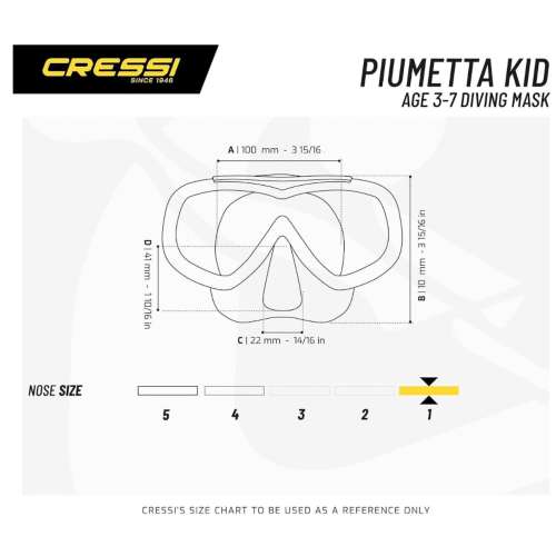 Cressi Kids' Piumetta Tie 10-15 mask