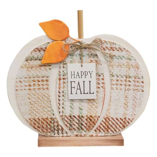 Bright Ideas Happy Fall Plaid Wood Pumpkin