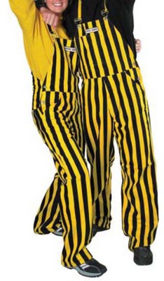 Black and yellow store bib overalls