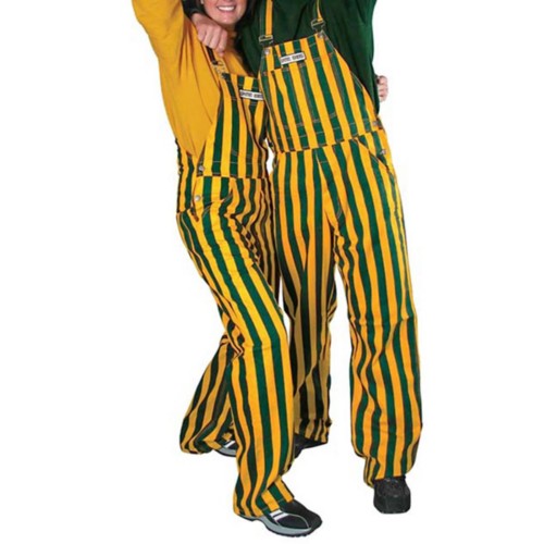 Game Bibs Overalls Green Bay Packers Yellow popular Green Stripped Large Overalls NEW!!