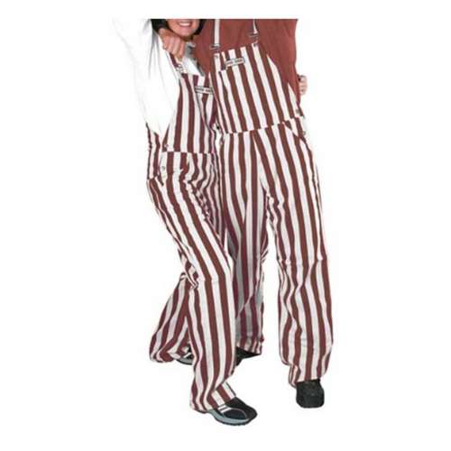 Game Bibs Maroon & White Striped Overall Bibs