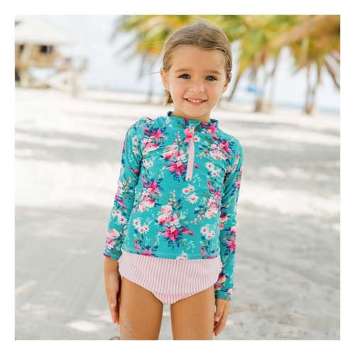 Toddler Girls' RuffleButts Long Sleeve Zipper Rash Guard Swim Set