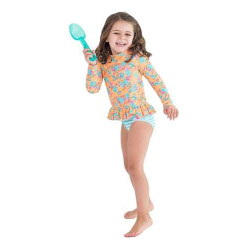 Baby Girls' RuffleButts Long Sleeve Ruffle Hem Rash Guard Swim Set