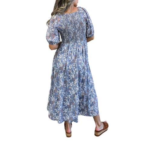 Women's Mikarose The Indigo Square Neck Midi bleu-jean Dress