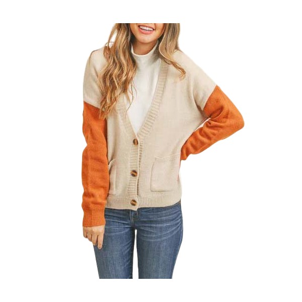 Women's Paper Crane Button Down Color Block Cardigan product image