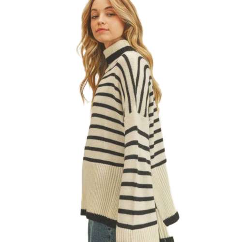 Women's Lauren James White Dallas Cowboys Stripe Knit Pullover Sweater