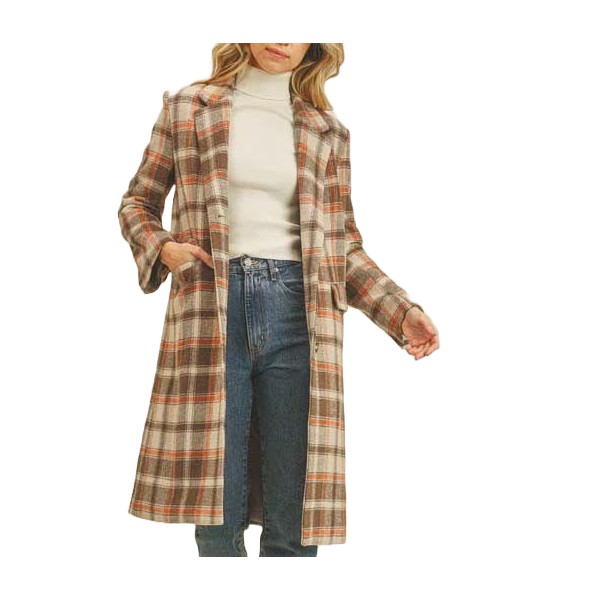 Women's Paper Crane Plaid Single Breasted Coat product image