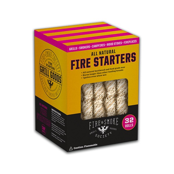 Fire & Smoke Society All Natural Fire Starters - 32 Pack - Fire & Smoke Society
