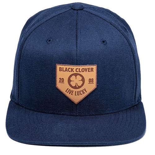 Men's Black Clover Leather Patch Baseball Snapback Hat