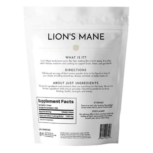 Just Ingredients Organic Lion's Mane Supplement