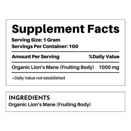 Just Ingredients Organic Lion's Mane Supplement