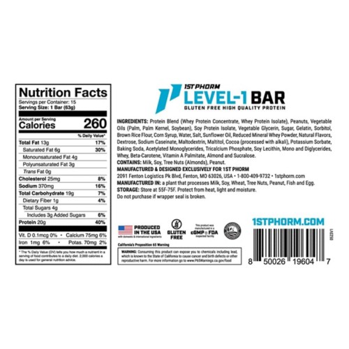 1st Phorm Level-1 Protein Bar - Single Serving