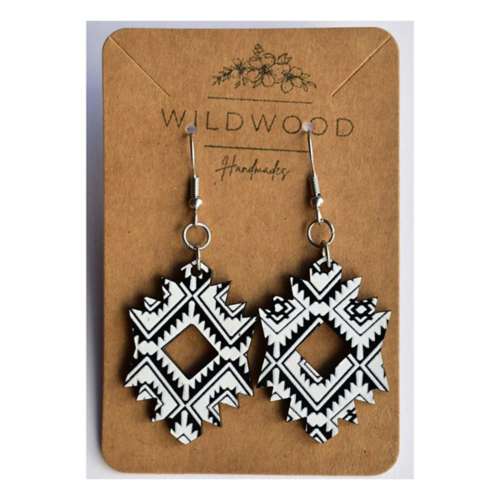 Wildwood Handmades Black & White Aztec Acrylic Earrings