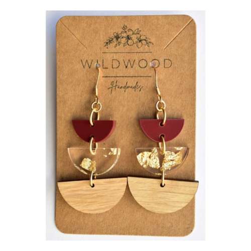 Wildwood Handmades Burgundy & Gold Acrylic Waterfalls Earrings