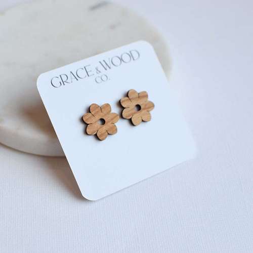 Grace & Wood Co. Cherry Flower Power Studs Earrings