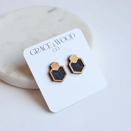 Grace Earrings in Dark Wood Grace Earrings in Dark Wood