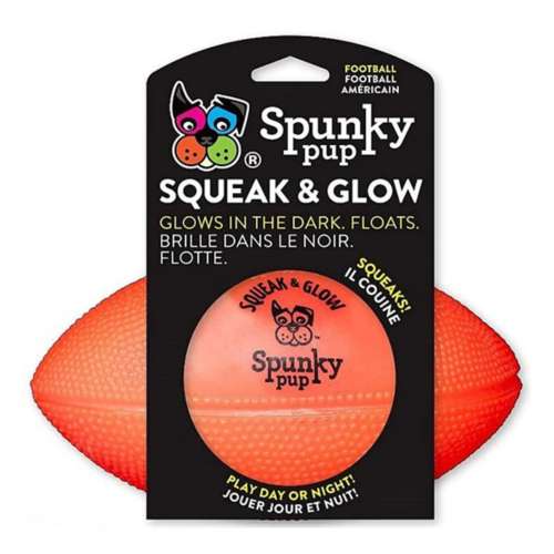 Spunky Pup Squeak and Glow Football Dog Toy