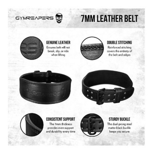 GYMREAPERS 7mm Leather Weighlifting Belt - Primary Image
