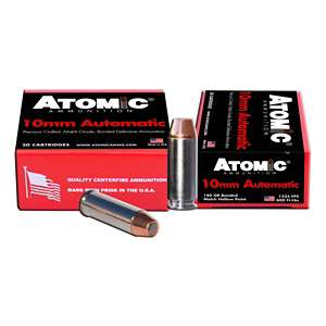 Atomic Ammunition Bonded Match HP Defensive Pistol Ammunition 20 Round Box