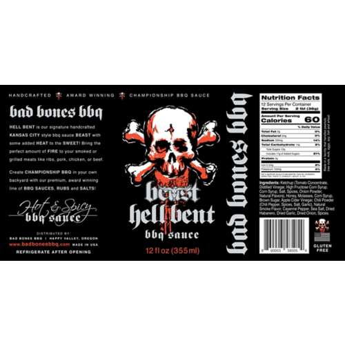 BAD BONES BBQ Hell Bent BBQ Sauce - 12 fl oz