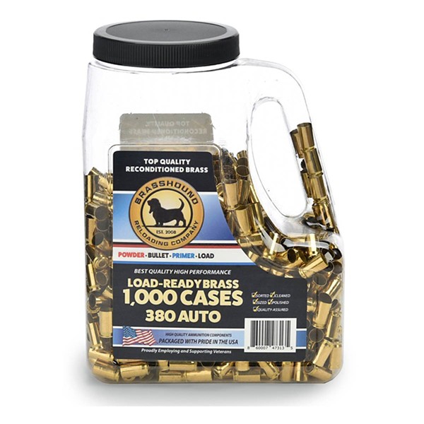 BRASSHOUND Processed Brass Pistol Cases 1000ct Jug