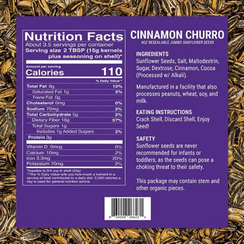 Smackin Snacks Cinnamon Churro Jumbo Sunflower Seeds
