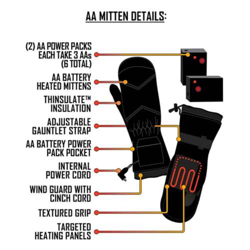 Men's ActionHeat AA Battery Heated Mittens