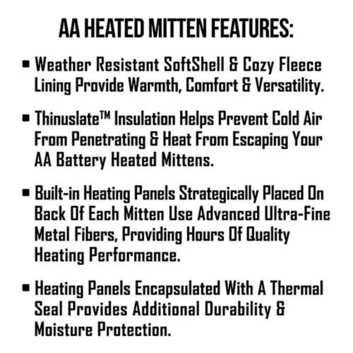 Men's ActionHeat AA Battery Heated Mittens