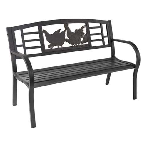 Painted Sky Designs Gray Steel Chickens Bench