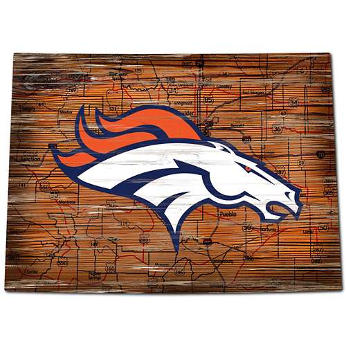 Fan Creations Denver Broncos Distress State Sign