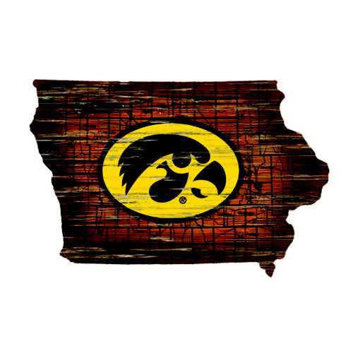 Fan Creations Iowa Hawkeyes Distressed State Sign